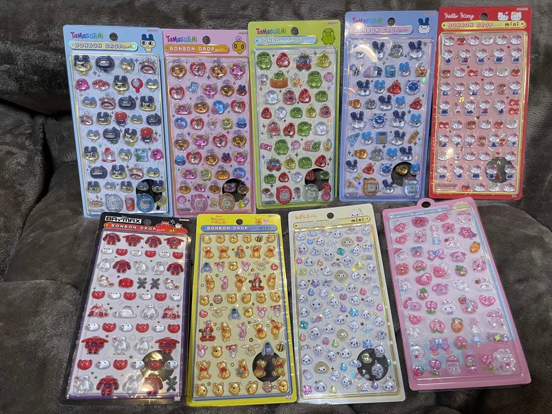 12枚　ボンボンドロップシール　正規　たまごっち　キティ　ベイマックス　プー