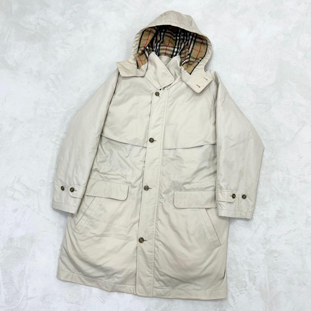 Burberry フード付ダウンライナーコート ノバチェック メンズＬ　ベージュ