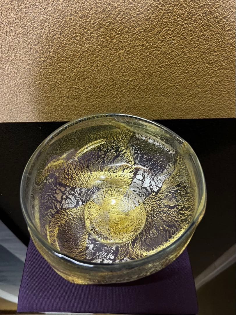 石井康治　手吹き金彩硝子　茶碗