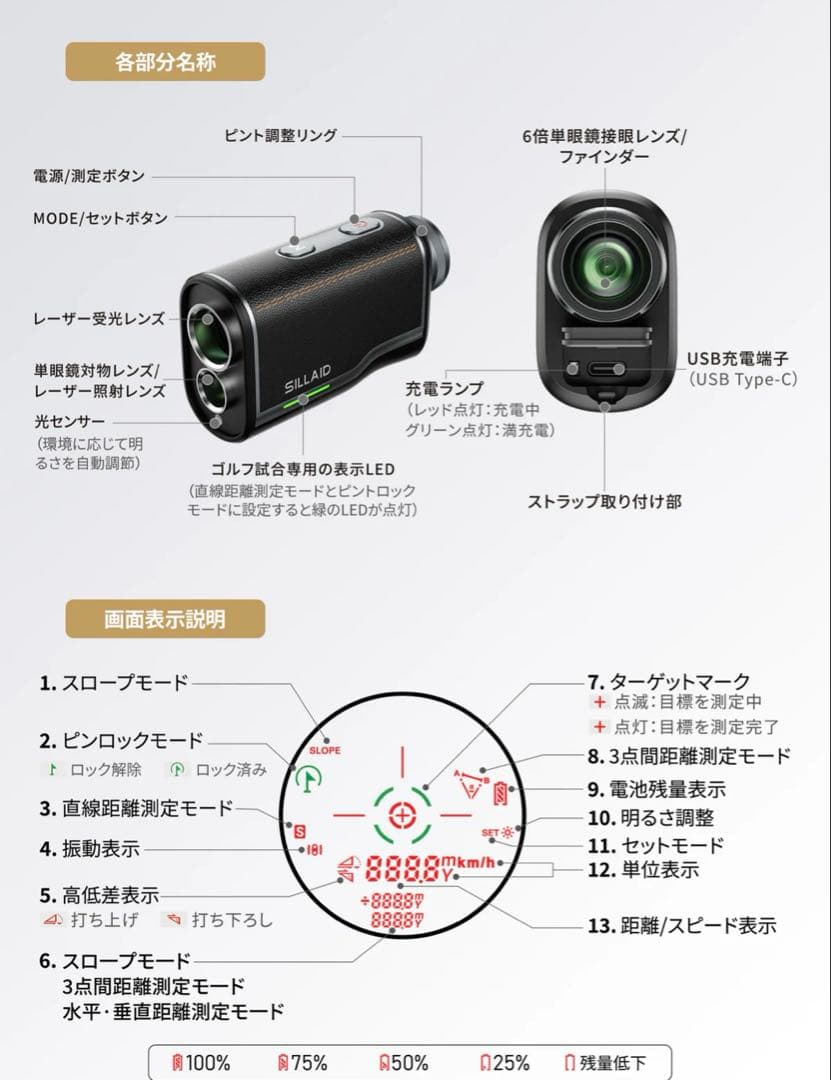 【新品】SILLAID VM2 ブラック　ゴルフレーザー距離計