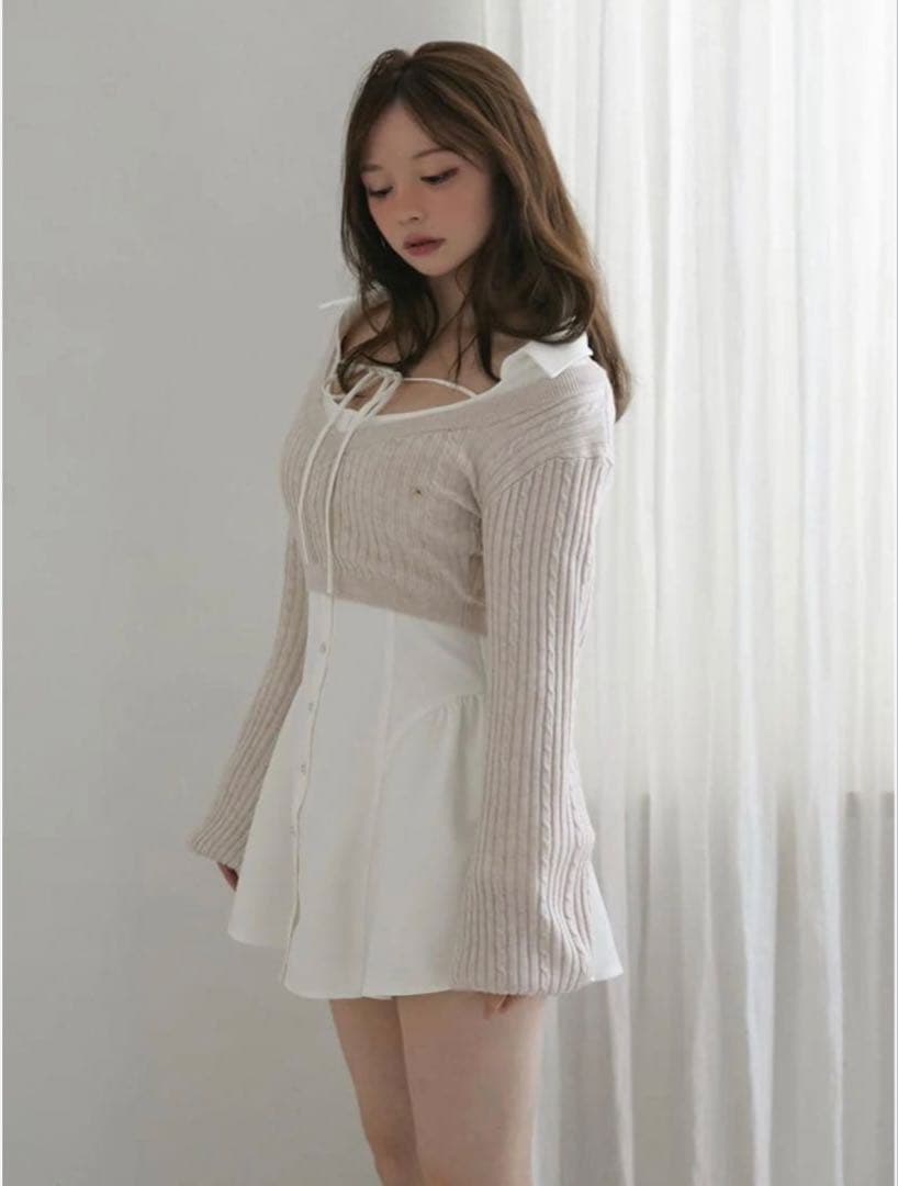 即*要様 ベージュホワイト セーター ドレス