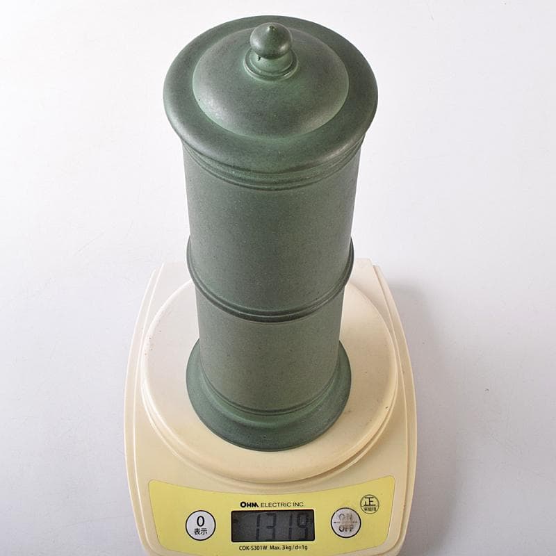 高岡銅器　鋳物師　大野芳光作　唐銅　経筒花入　共箱　M　R8710