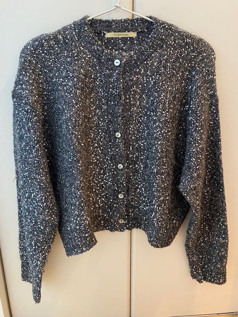 Curensology/スパングルニットカーディガン/グレー