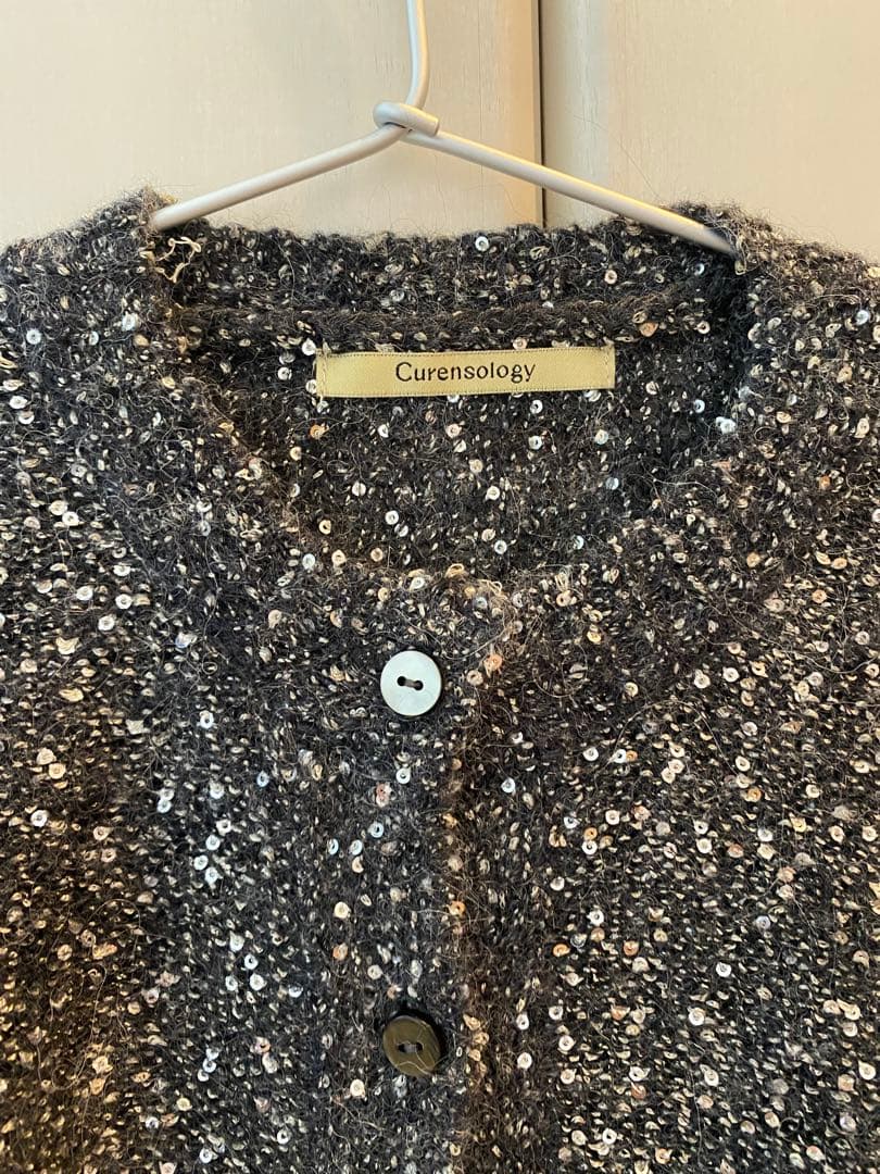 Curensology/スパングルニットカーディガン/グレー