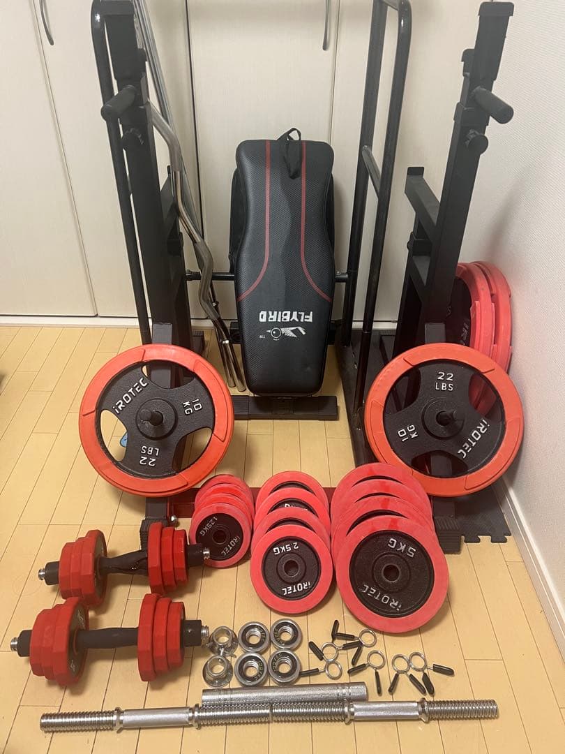 iROTEC ウエイトトレーニングセット　合計112kg 懸垂機