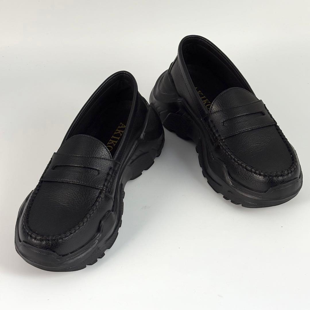 AKIKOAOKI 厚底 ローファー スリッポン ブラック 24cm 軽量