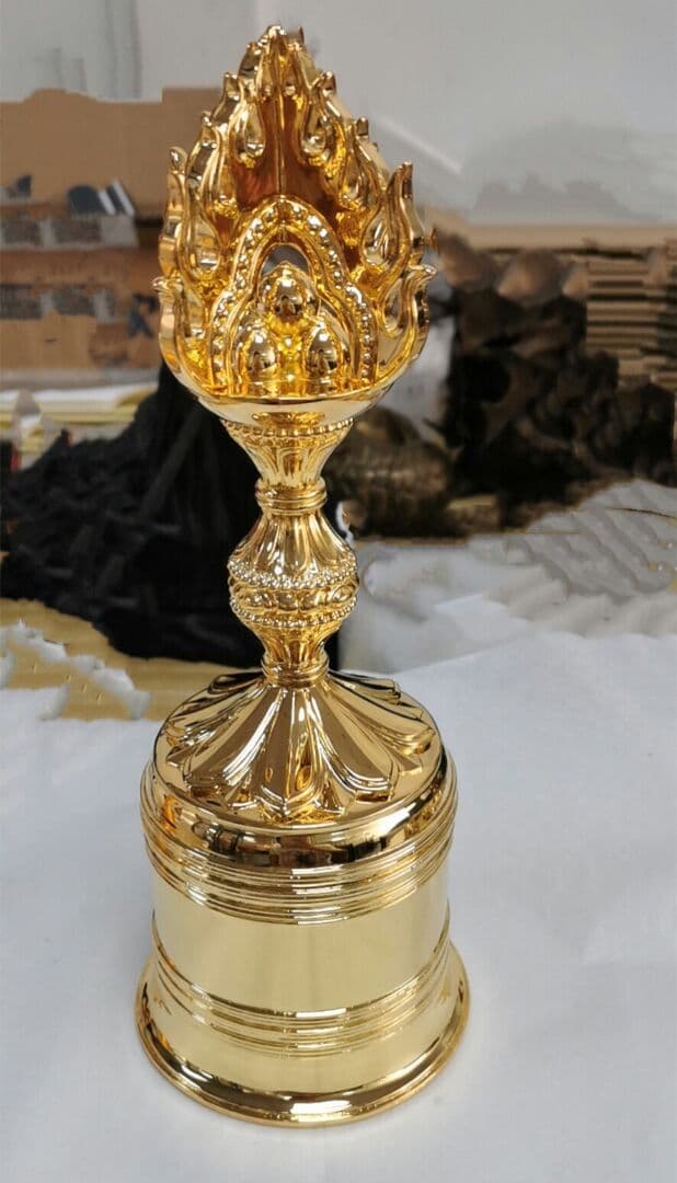 【修縁堂】チベット密教法器 宝珠鐘 チベタンベル 真鍮製 金剛鈴 仏教 25cm