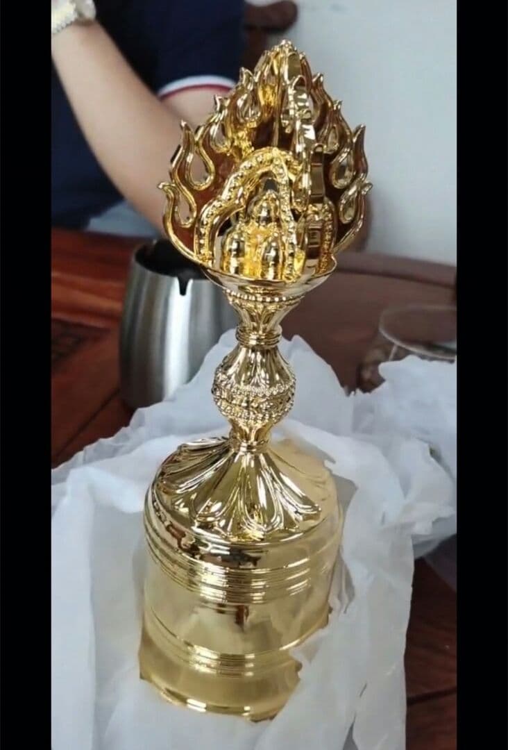 【修縁堂】チベット密教法器 宝珠鐘 チベタンベル 真鍮製 金剛鈴 仏教 25cm