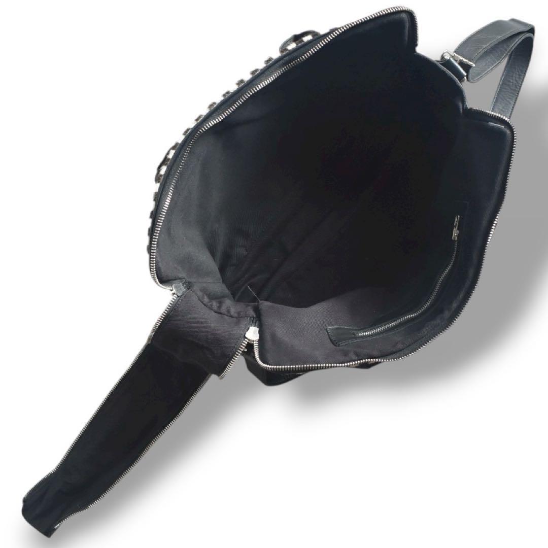 極美品フロリアンドゥニクール　腹子チェッカーフラッグ レザーブリーフ A4大容量