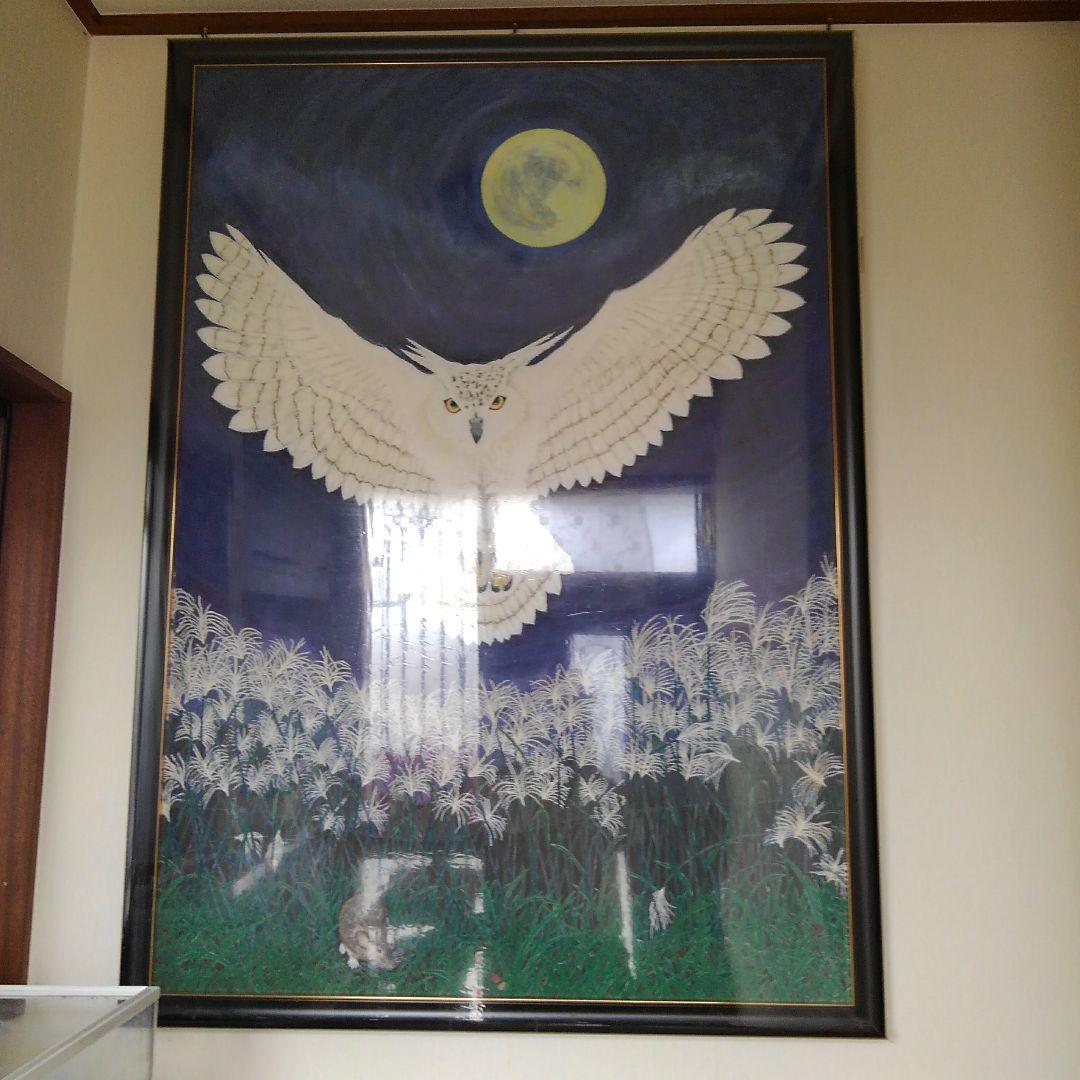 フクロウと月　50号サイズ