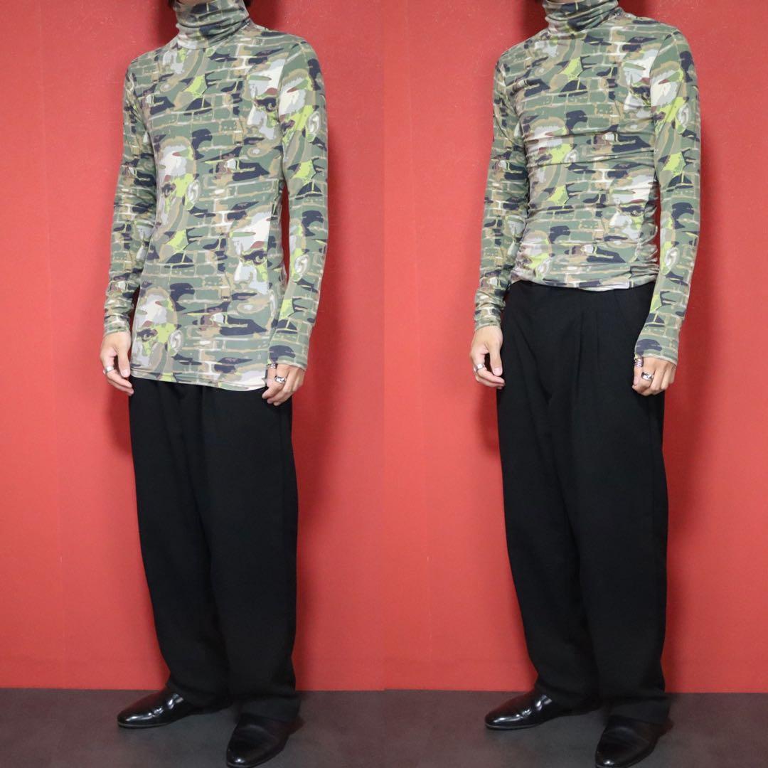 【極希少】Gaultier Jeans 迷彩 ヒト柄 タートルネック ロンT