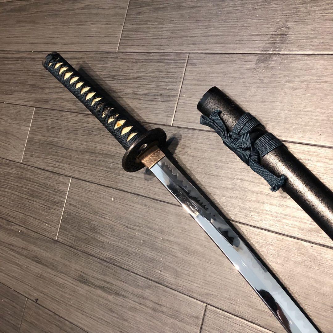 本格模造刀　太刀　居合刀　本研波刃　緑拵え　 刃長