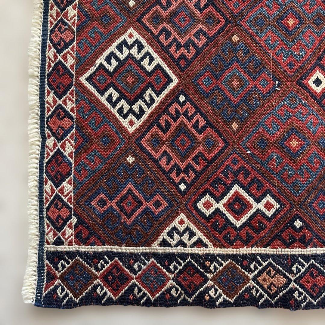 手織りキリムラグ 50cm×61cm◆トルコ製ヴィンテージ◆フェード トライバル