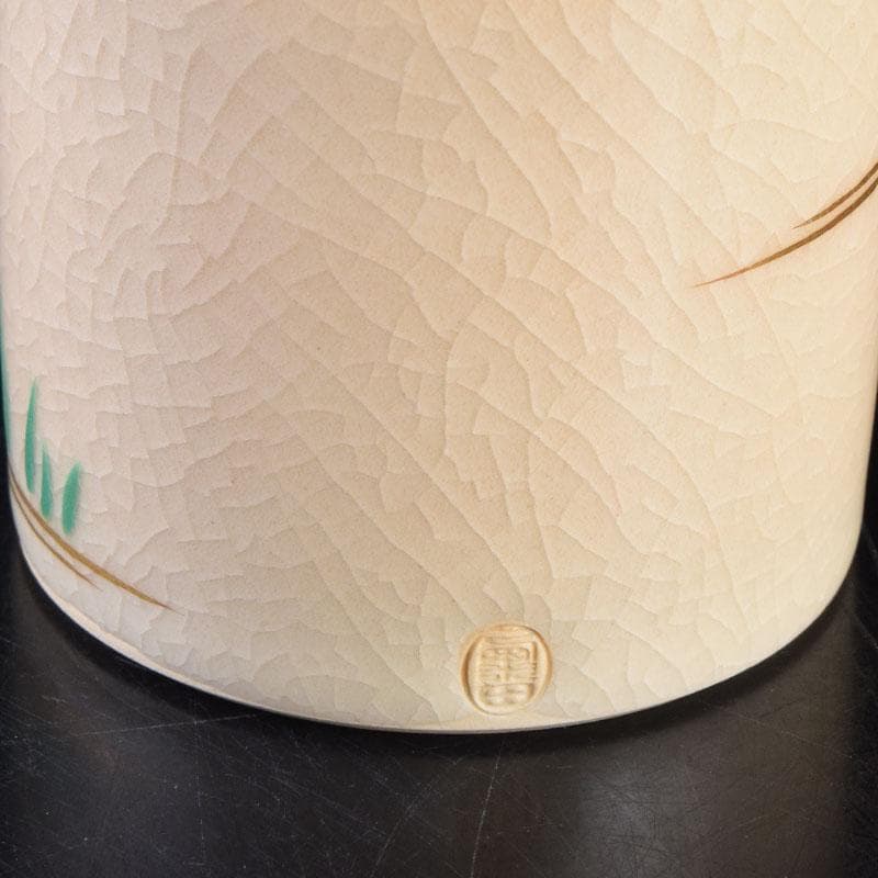 茶道具　京焼　色絵　菖蒲文　蓋置　在銘　V　8528