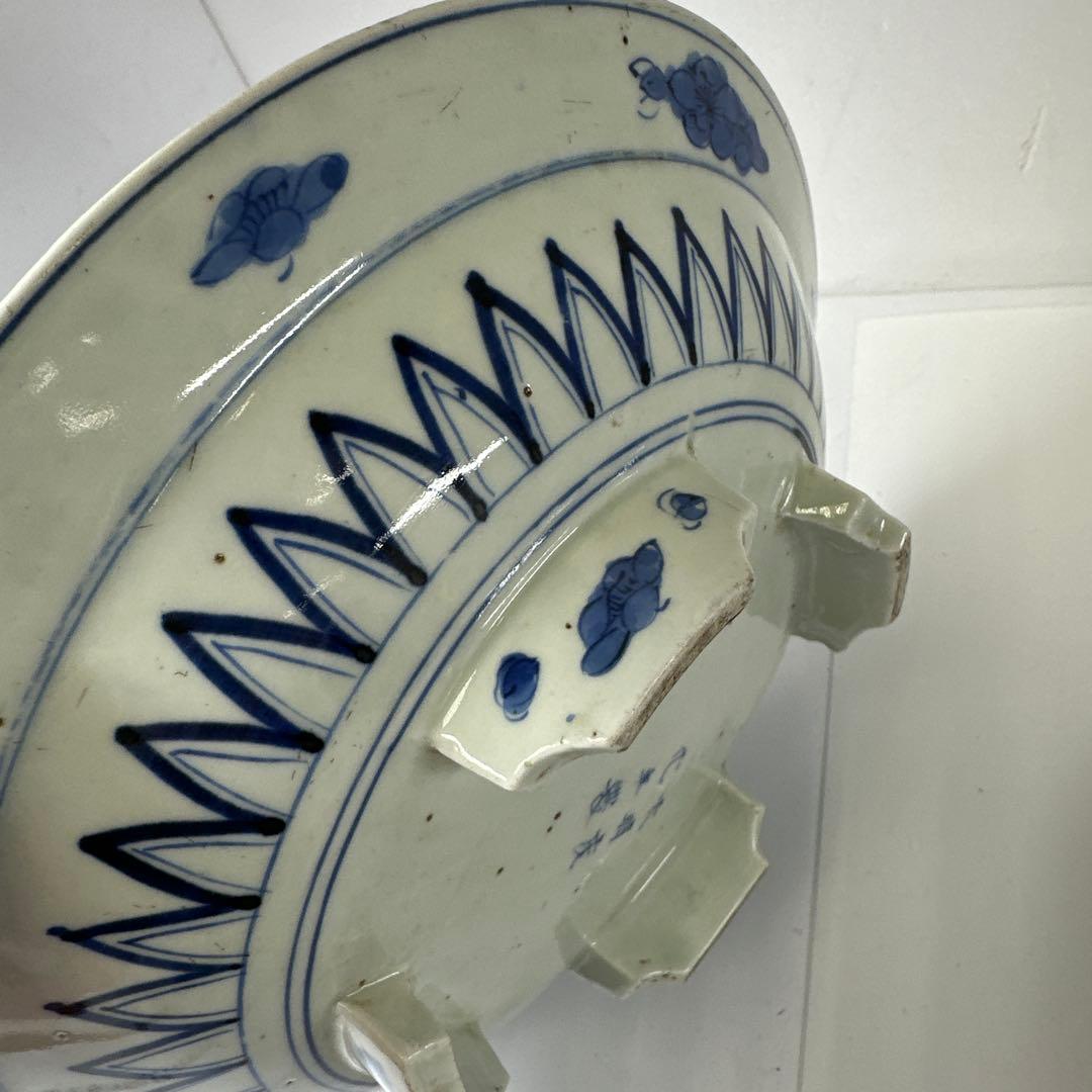 古伊万里　染付台皿2枚　木箱付　直径約25㎝東Y7-0424☆2Fトヒトカ