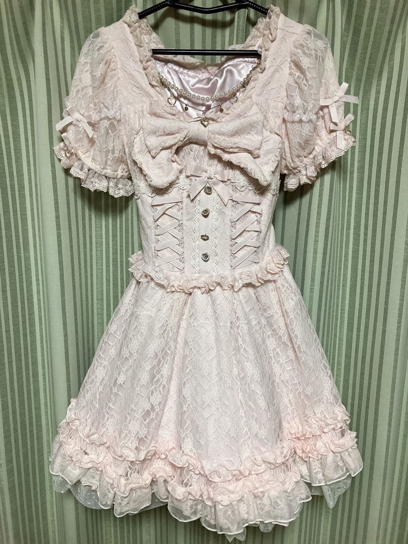 【完売品】LIZ LISA ダブルレースアップリボンワンピース ピンク♡