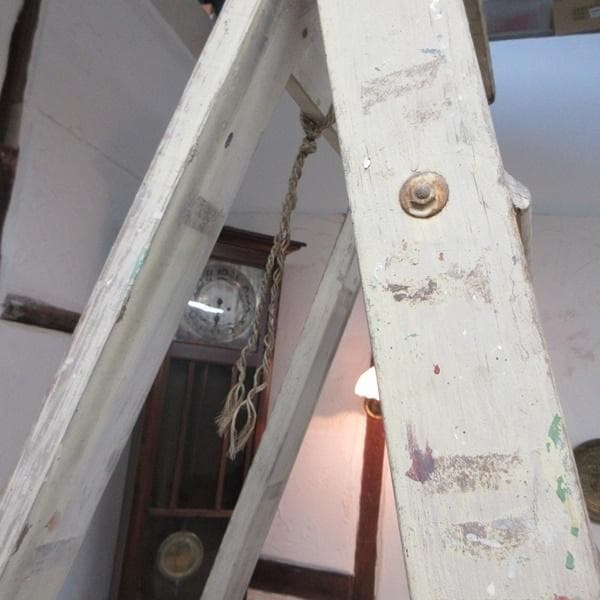 イギリス アンティーク 家具 木製ラダー ステップ はしご ペイント 6119e