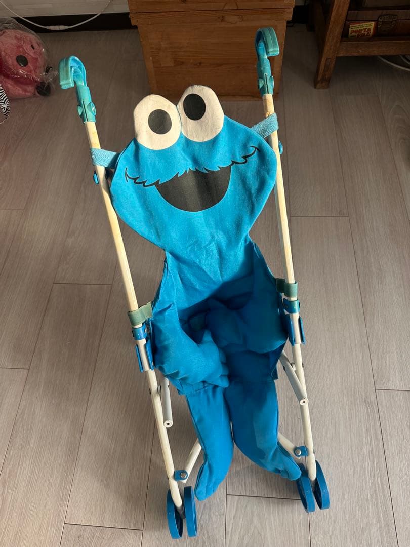 アメリカ購入ヴィンテージ 人形ストローラー　クッキーモンスター　セサミストリート