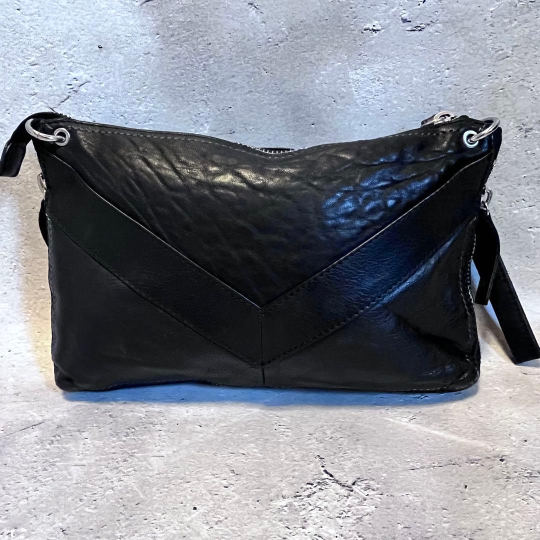 DIESEL ブラックレザーショルダーバッグ
