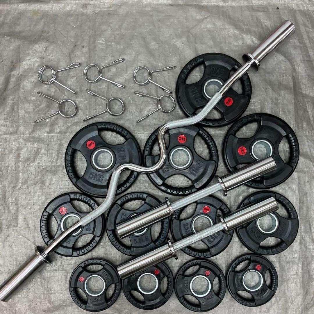 ★送料無料★プレート35kg バーベル ダンベル EZバー カールバー T2