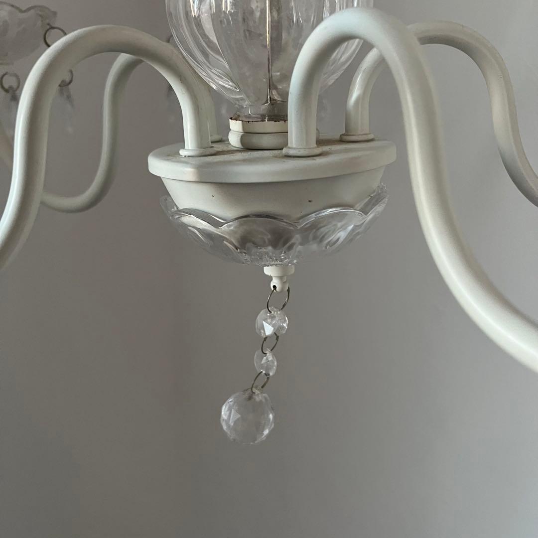 IKEA FYRTIO シャンデリア5灯 ホワイト 電球付き 北欧 クリスタル調