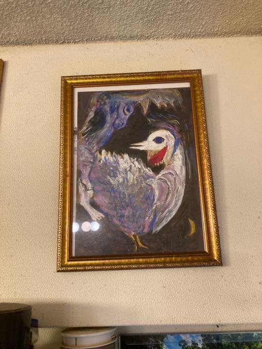 シャガールの模写、額入り、パステル画