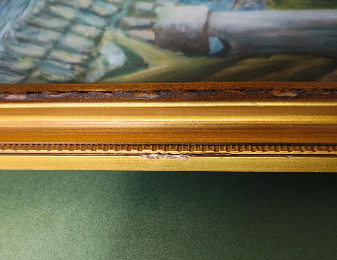 【送料込】F50号 大型 油彩仮額縁＆肉筆油彩画セット 南郷大橋 2006年制作