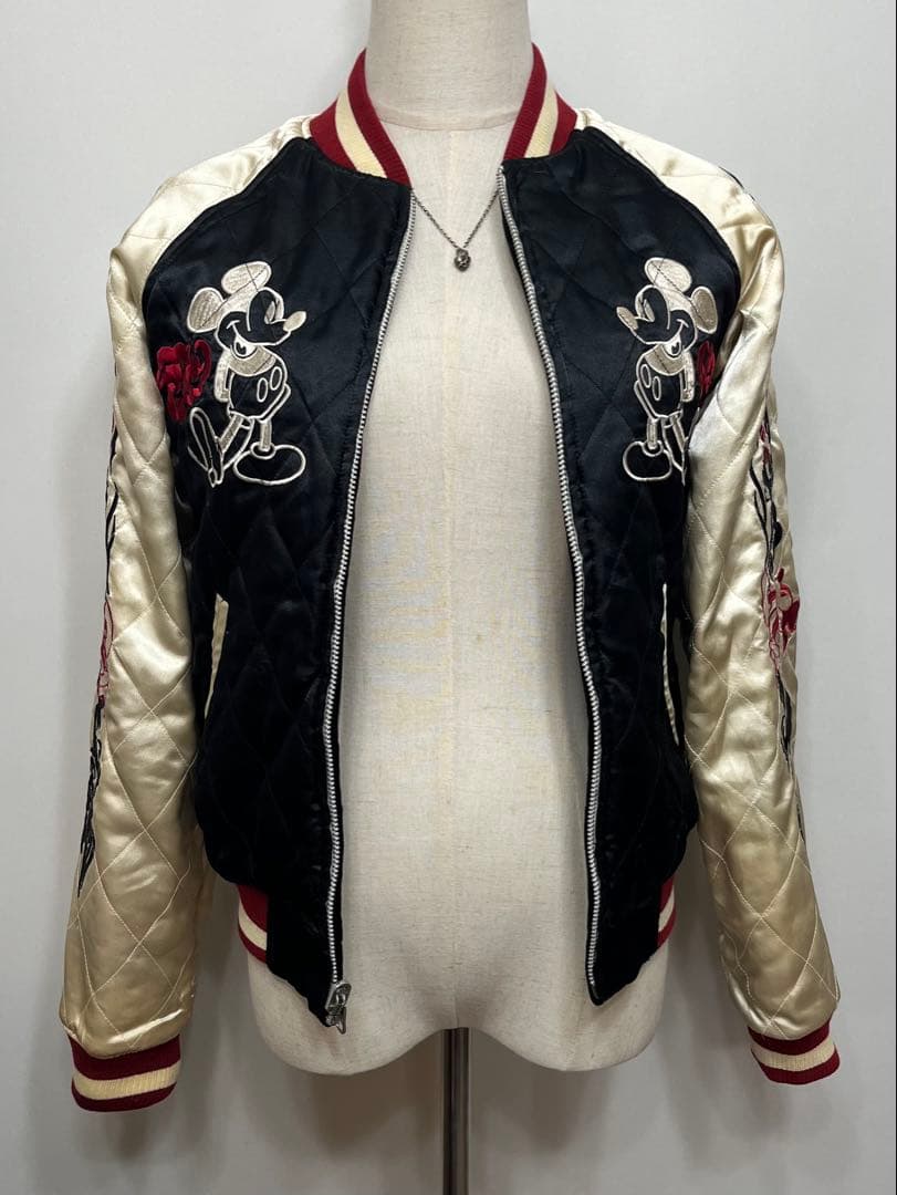 レア　Disney ディズニー ミッキーマウス リバーシブル スカジャン　刺繍