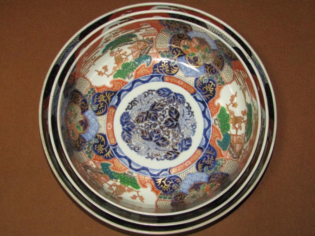 【伊万里　特大寸　丼鉢　三つ組　径３７ｃｍ　明治四十四年新調】美品