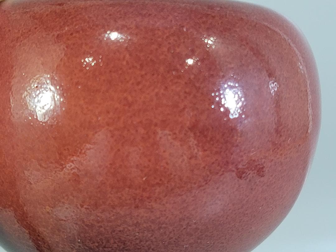 清時代 康熙年製 豆紅釉苹果尊・時代物・古陶磁・古賞物・旧家買出品