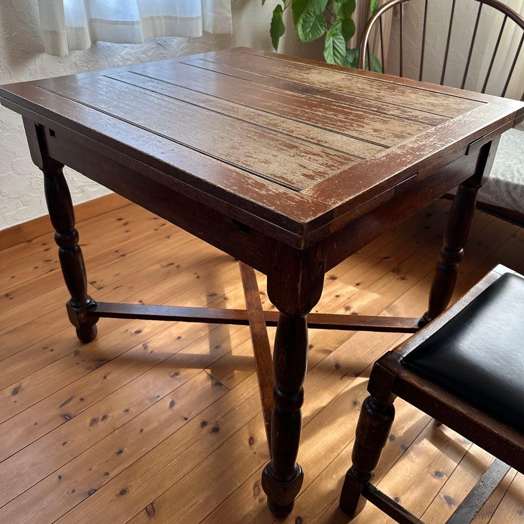 ロイズアンティーク木製エクステンションテーブル ダークブラウン