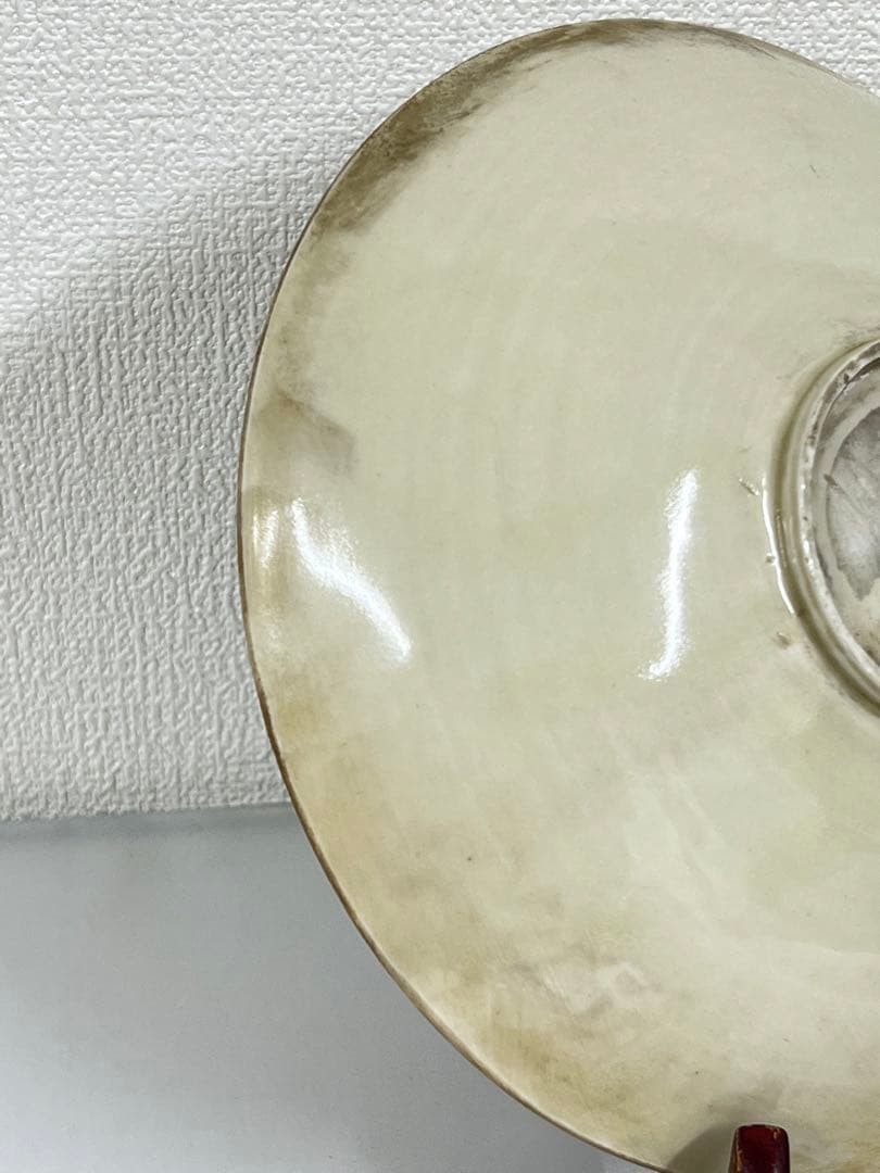 中国古美術　宋時代定窯白磁花卉•鶴紋皿；BL1-7