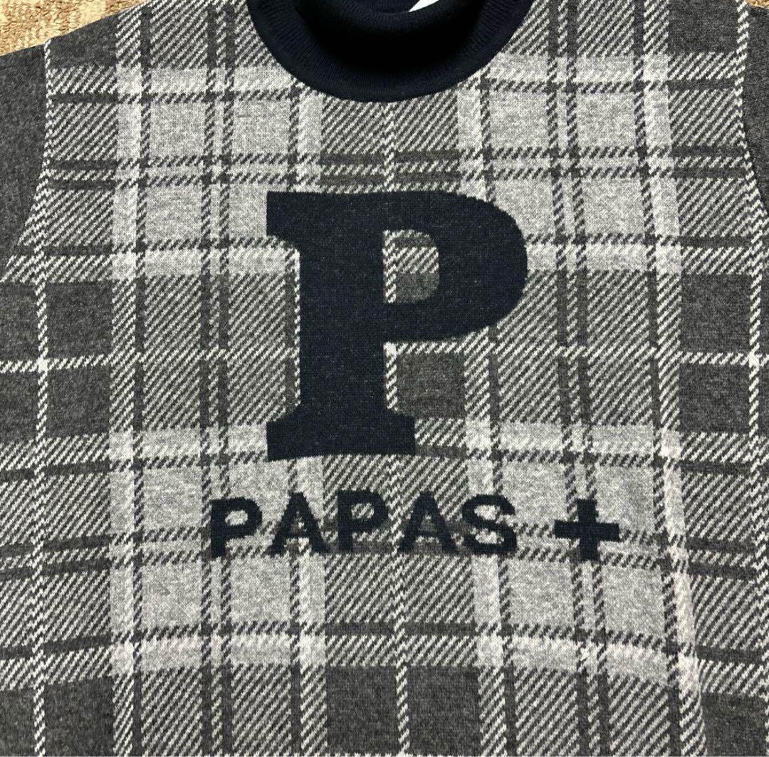 新品 PAPAS パパスプラスタートルネック プルオーバーセーター
