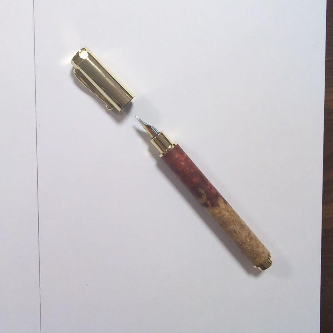 万年筆　金木犀 花梨紅白特上 万年筆 金色金具 M