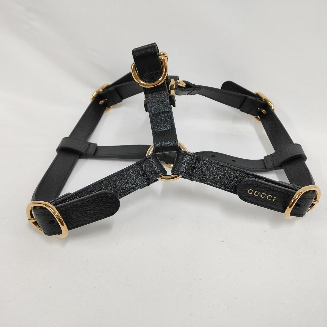 ○★新品 未使用 Gucci オメトリックG ペット ハーネス ブラックレザー