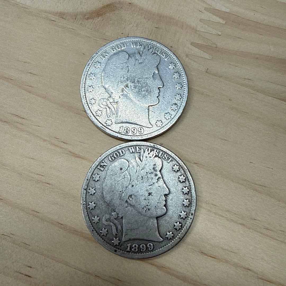 1899年 アメリカ バーバー ハーフダラー 銀貨 2枚