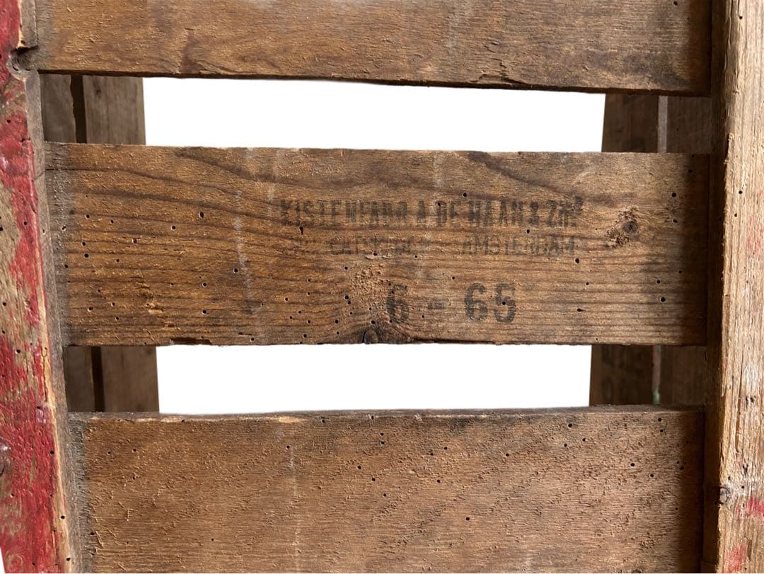 60s ビンテージ アンティーク 雑貨AMSTEL ビール 木製 ボックス 赤