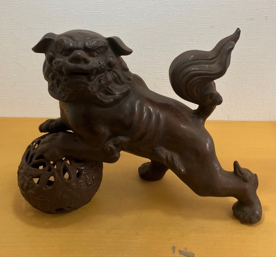 【高岡銅器】玉獅子 鋳造 鉄製 置物 招福 縁起物 玉乗り獅子 狛犬