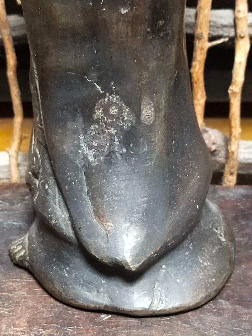 ♥☆彡　とても古い　銅製　観音像　立像　観音様　白衣観音　仏像　骨董　レトロ