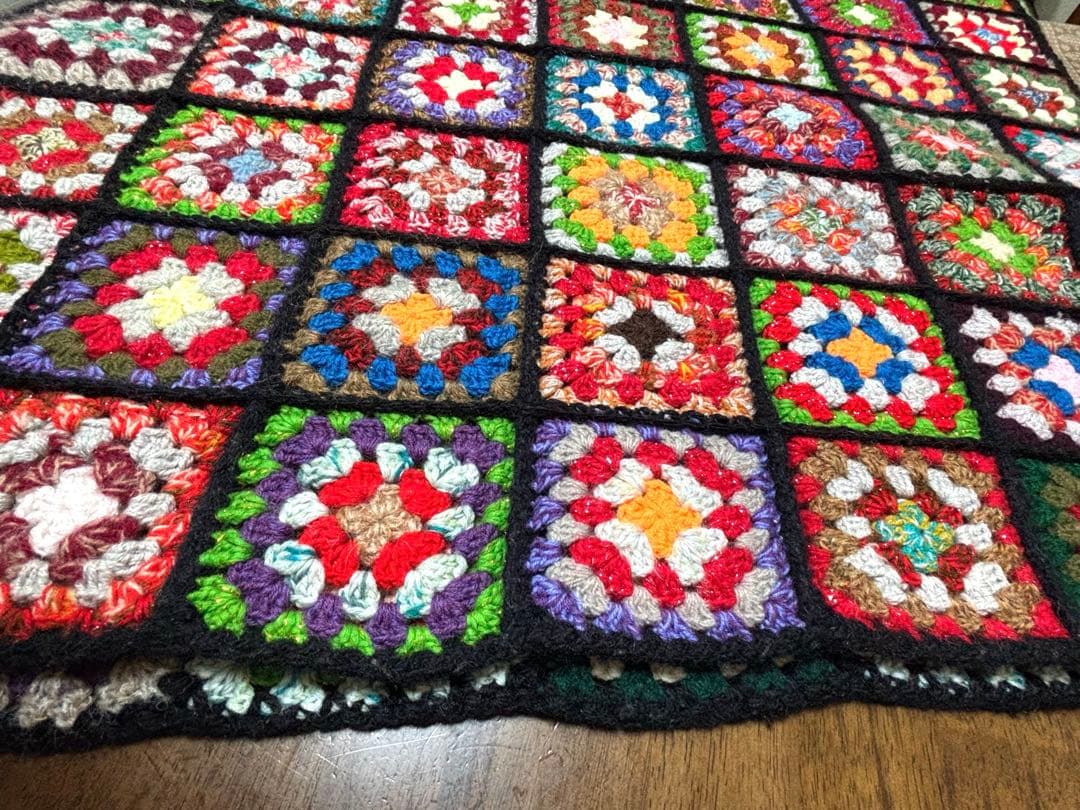 手編み　ベッドカバー　ソファカバー　こたつカバー　約200cm強x約155cm強