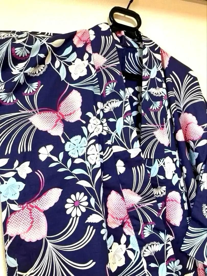 【撫松庵】浴衣＆帯セット 蝶柄 Mサイズ　着用1回　美品