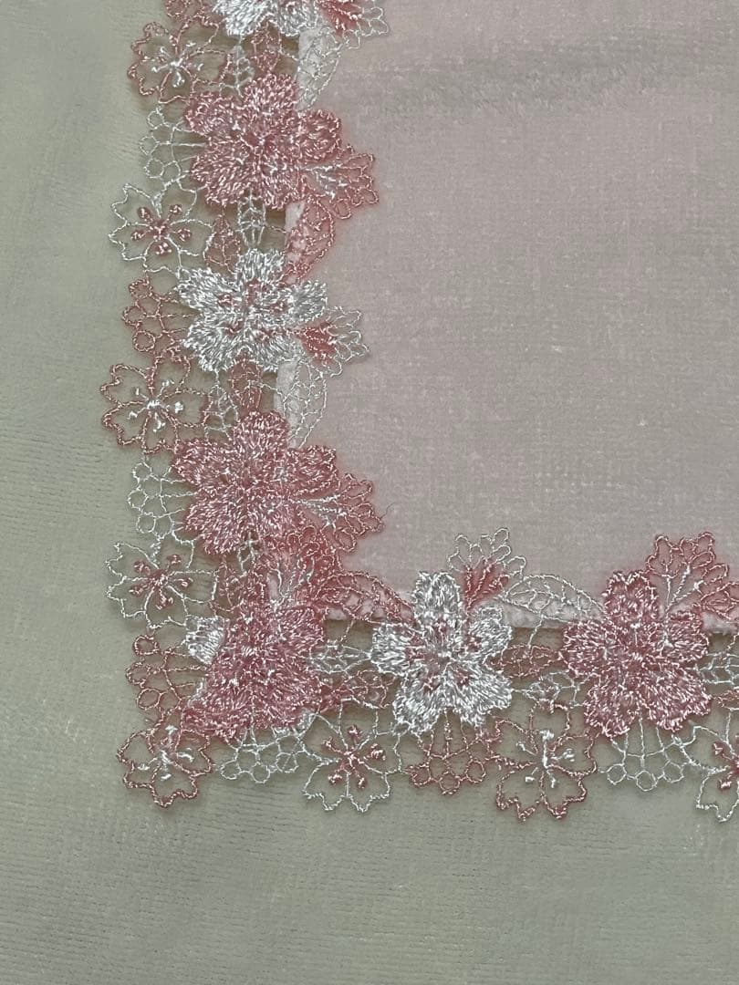 近沢レース　ハンカチ　婦人画報別注　春爛漫　桜便り　桜ひらひら　5枚セット