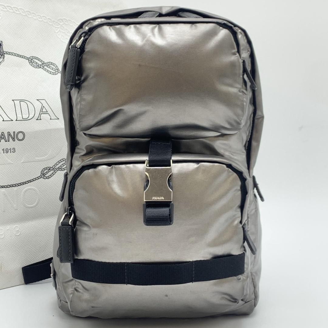 プラダ PVC ナイロン ボディバッグ ワンショルダー 1BZ026 シルバー