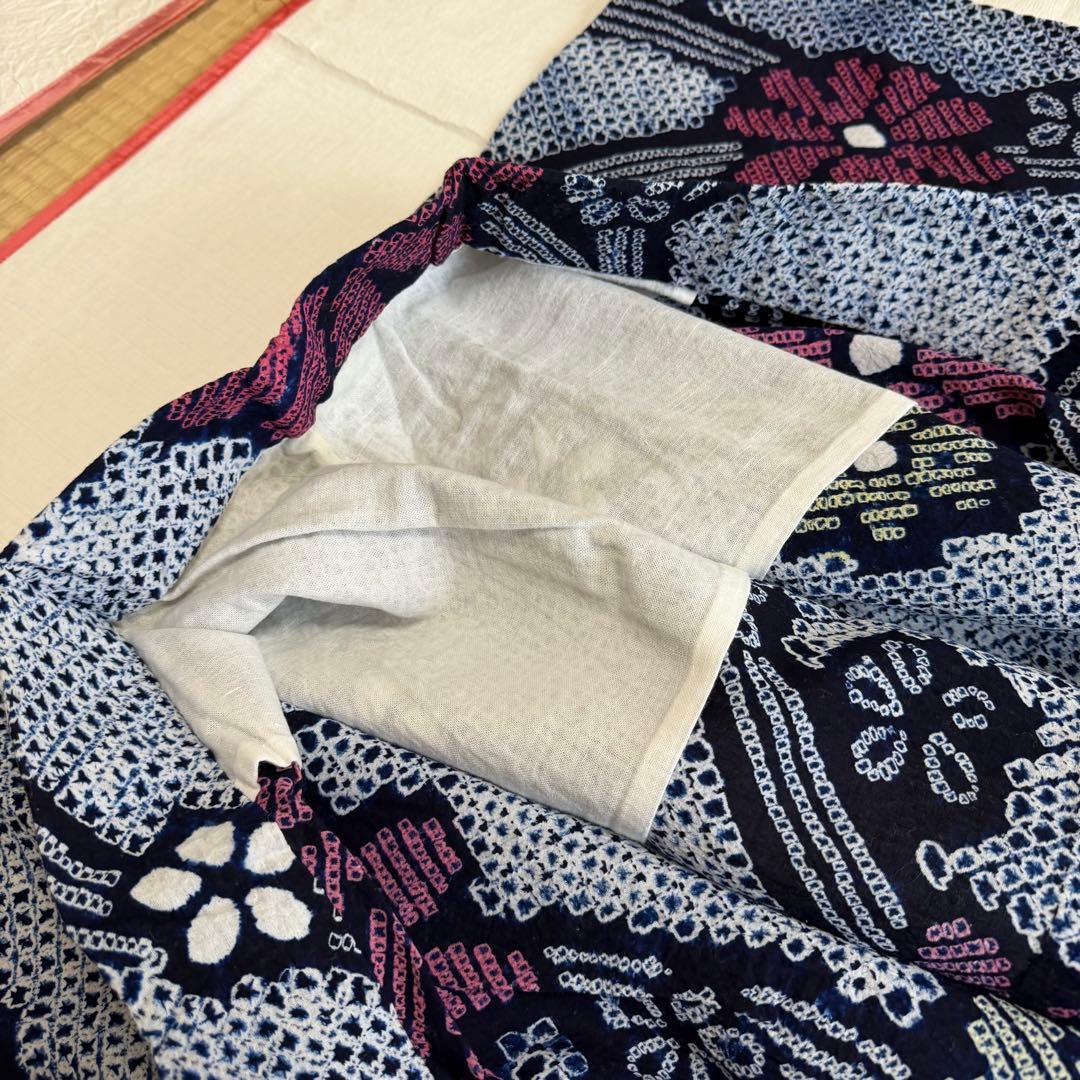 木綿 浴衣 有松絞り 花柄