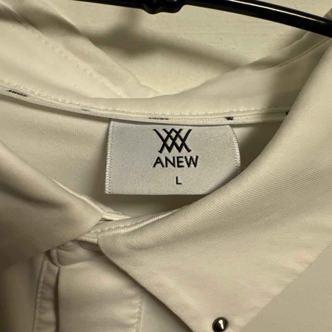 ANEW ホワイト 長袖ポロシャツ L