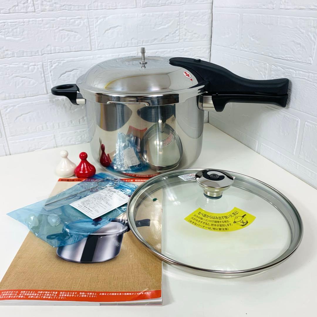 アサヒ軽金属　ゼロ活力 圧力鍋 5.5L ガラス蓋 付き