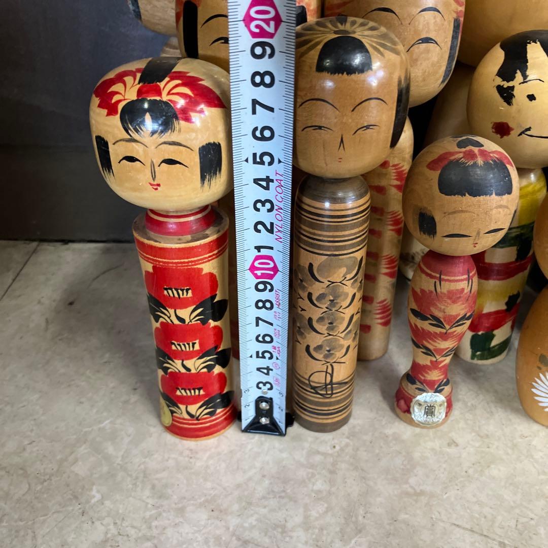 D-3 昭和レトロ 木製 こけし 小芥子 18体セット まとめ売り 大量 人形