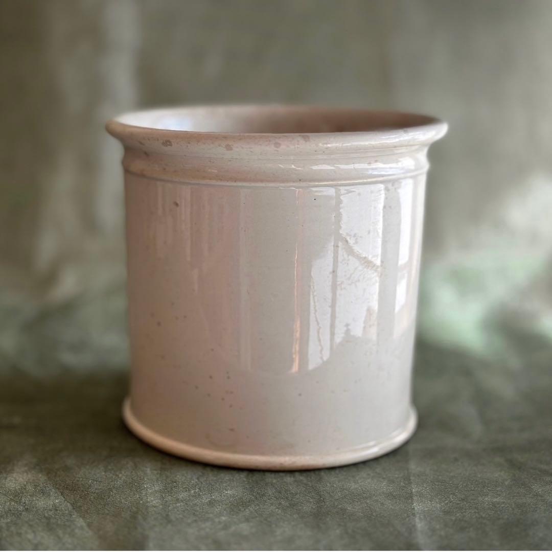 クレイユ・モントロー 白釉 コンフィチュールポット フランス アンティーク 特大