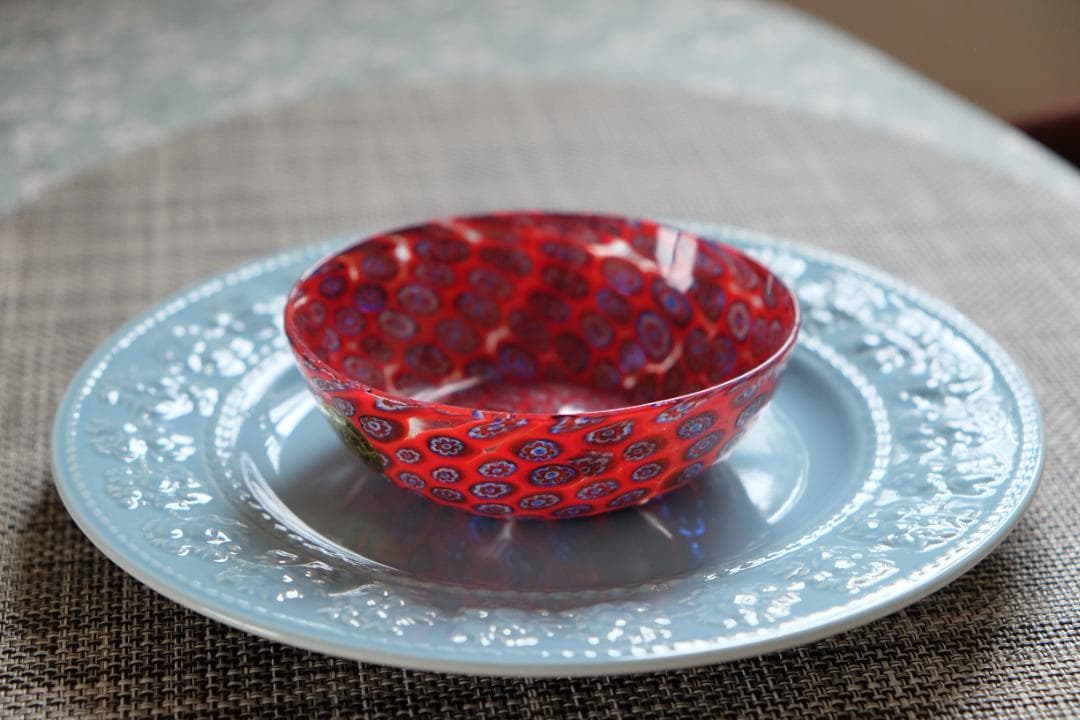 ベネチアンガラス プレート ミルフィオリ 検/アラビア 江波冨士子 花瓶 ムラノ