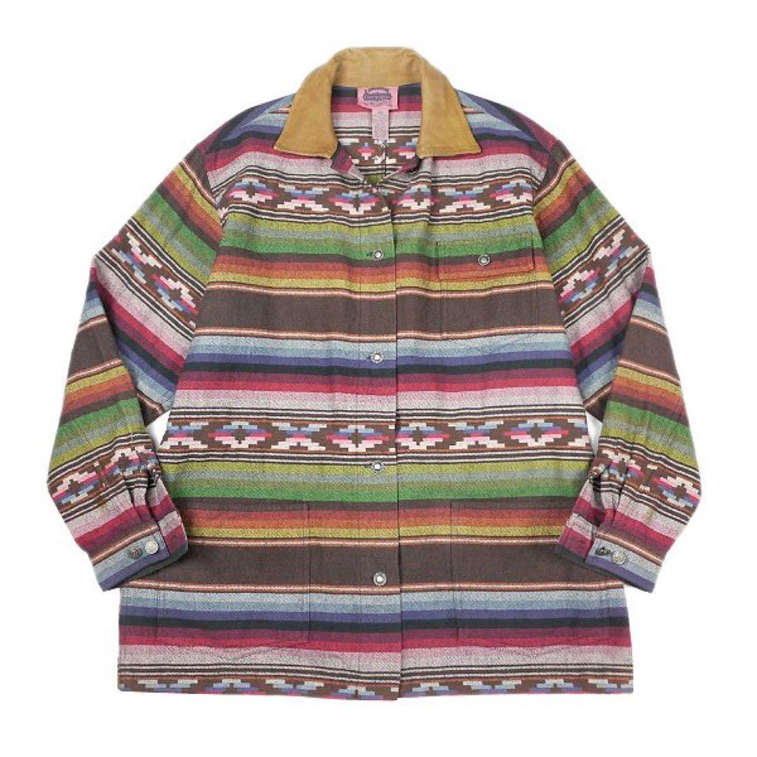 ビンテージ ネイティブ メキシカン ラグ ジャケット カバーオール レザー 古着